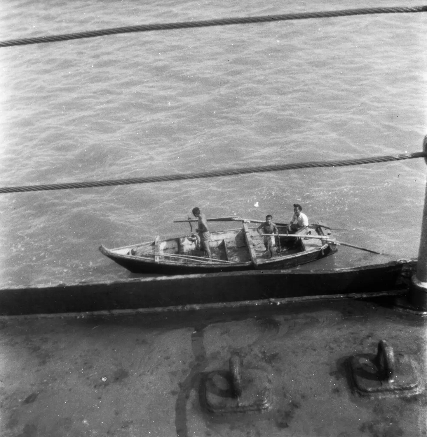 Small Boat Alongside Ship, Sasebo, Japan