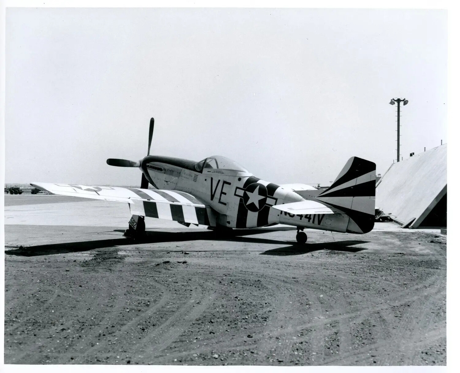 North American P-51 Mustang in Invasion-Stripe Livery, Static Ramp Display