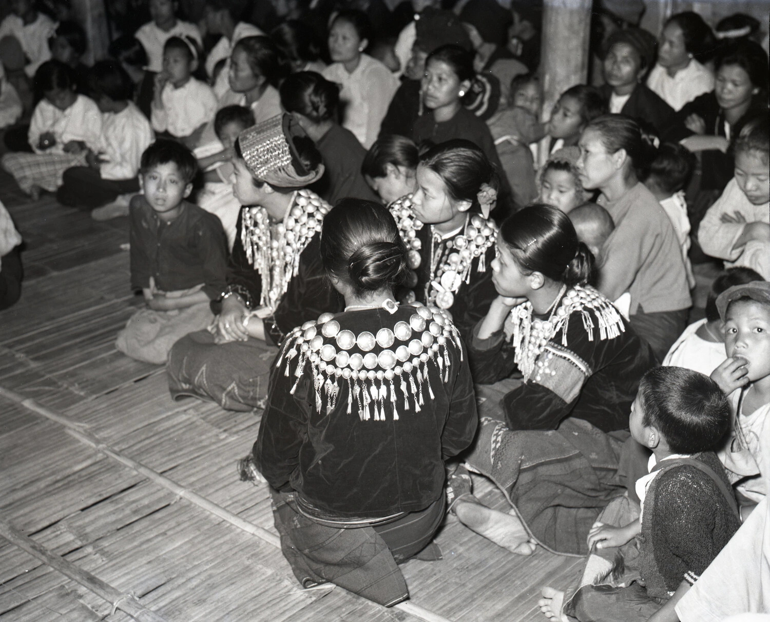 Karen Ethnic Group Gathered for Church Service, Burma, WWII Era