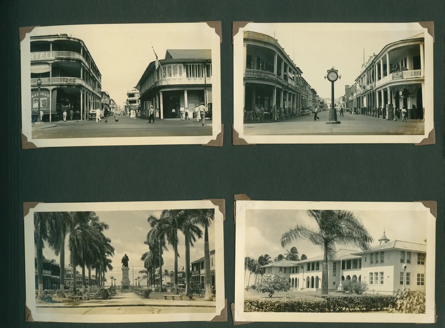 Panama City / Canal Zone Street Scenes Photo Album Page, WWII Era