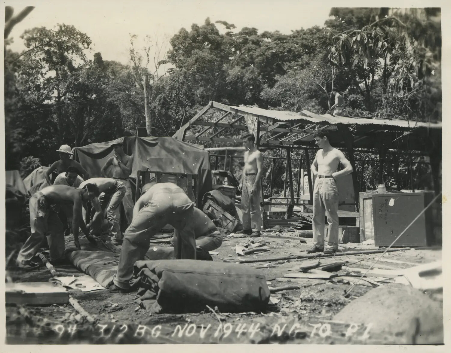 312th Bomb Group Ground Crew Breaking Camp, New Guinea to Philippines Move, November 1944