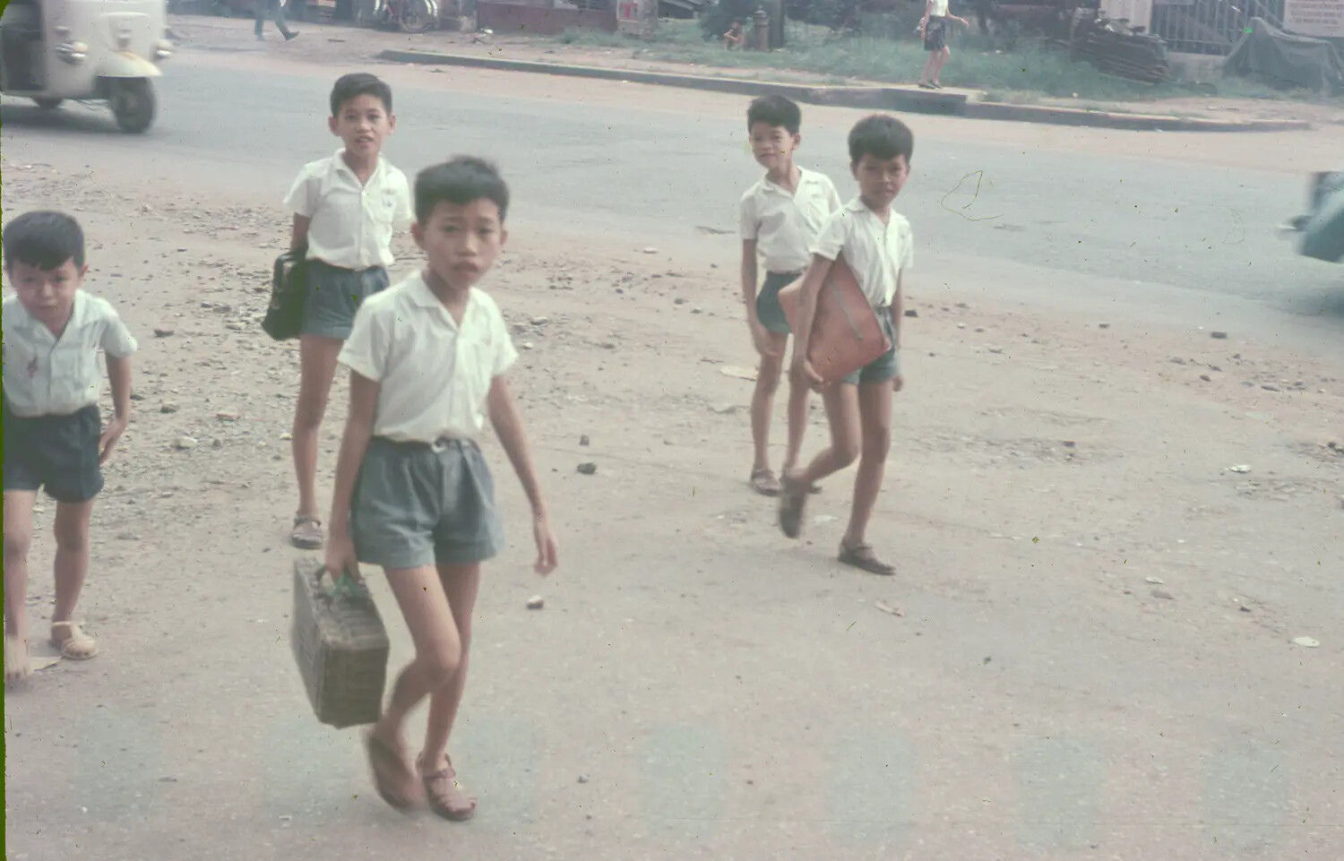 Vietnamese Schoolboys on a Street, South Vietnam, 1965 (3rd Tactical Fighter Wing Personal Photo Collection)