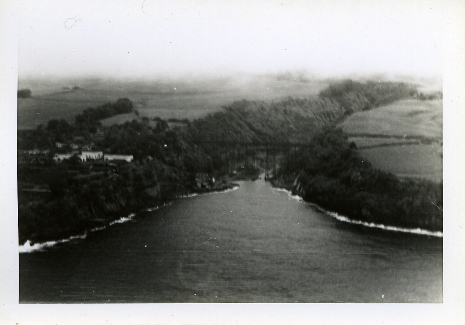 Aerial Reconnaissance View of River Valley with Trestle Viaduct, Possible European Theater