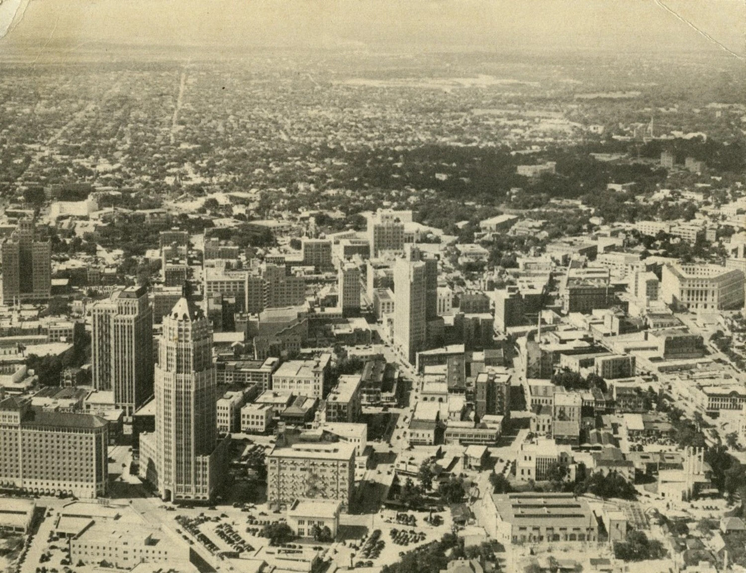 Aerial View of Downtown San Antonio, Texas, Jumbo Souvenir Postcard, 1945