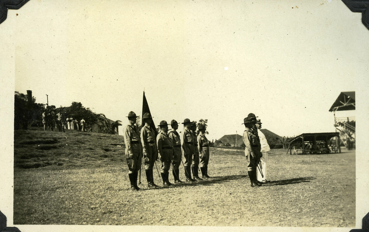 Small Honor Guard Detachment with Civilian Dignitary in White Suit, Philippines