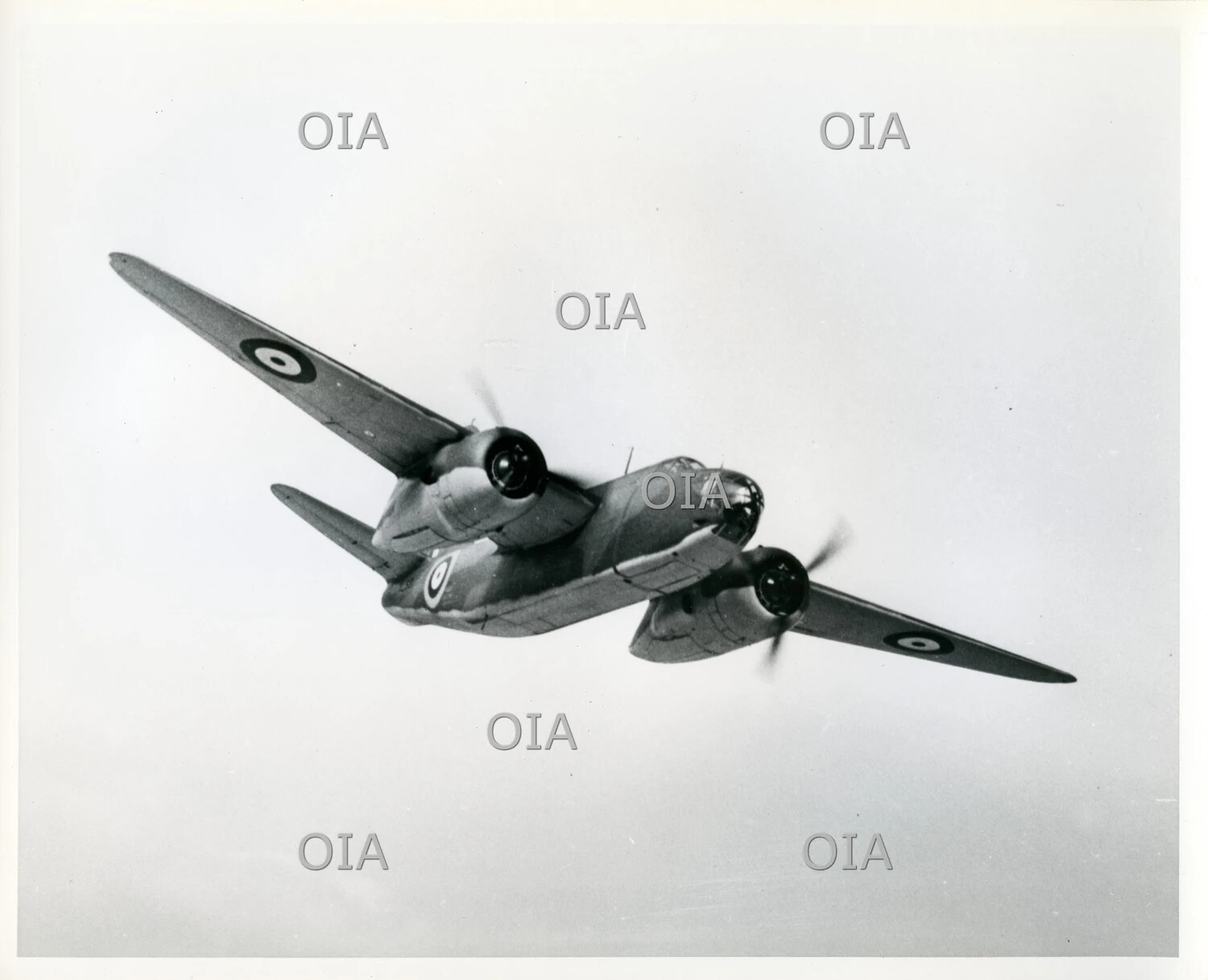 Douglas DB-7 Light Bomber Banking in Flight, Underside View