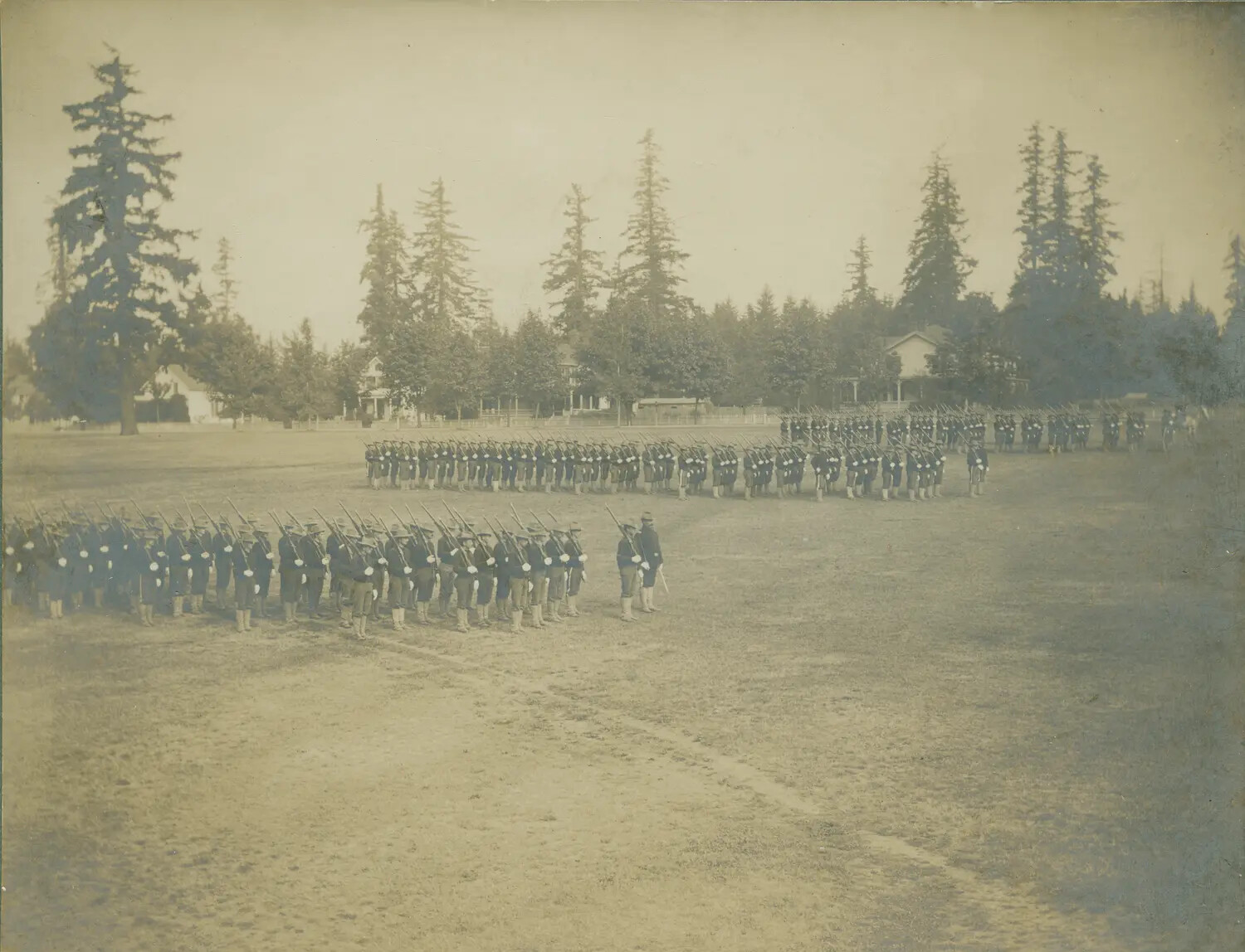 Infantry Companies in Dress Formation at a U.S. Army Post, c. 1898-1902