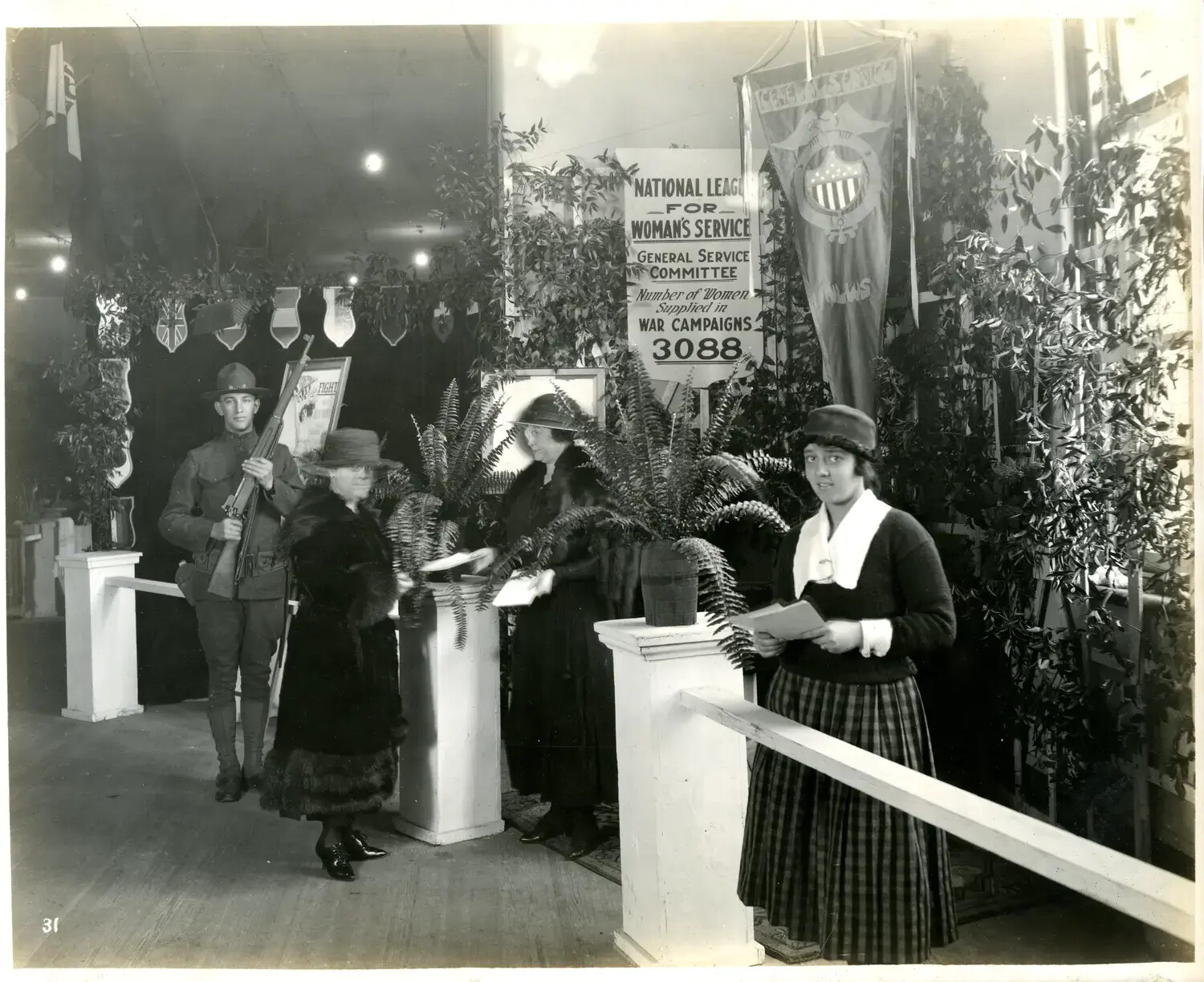 National League for Woman's Service Exhibit Booth, WWI War-Work Exposition, Cincinnati, Ohio, c. 1918