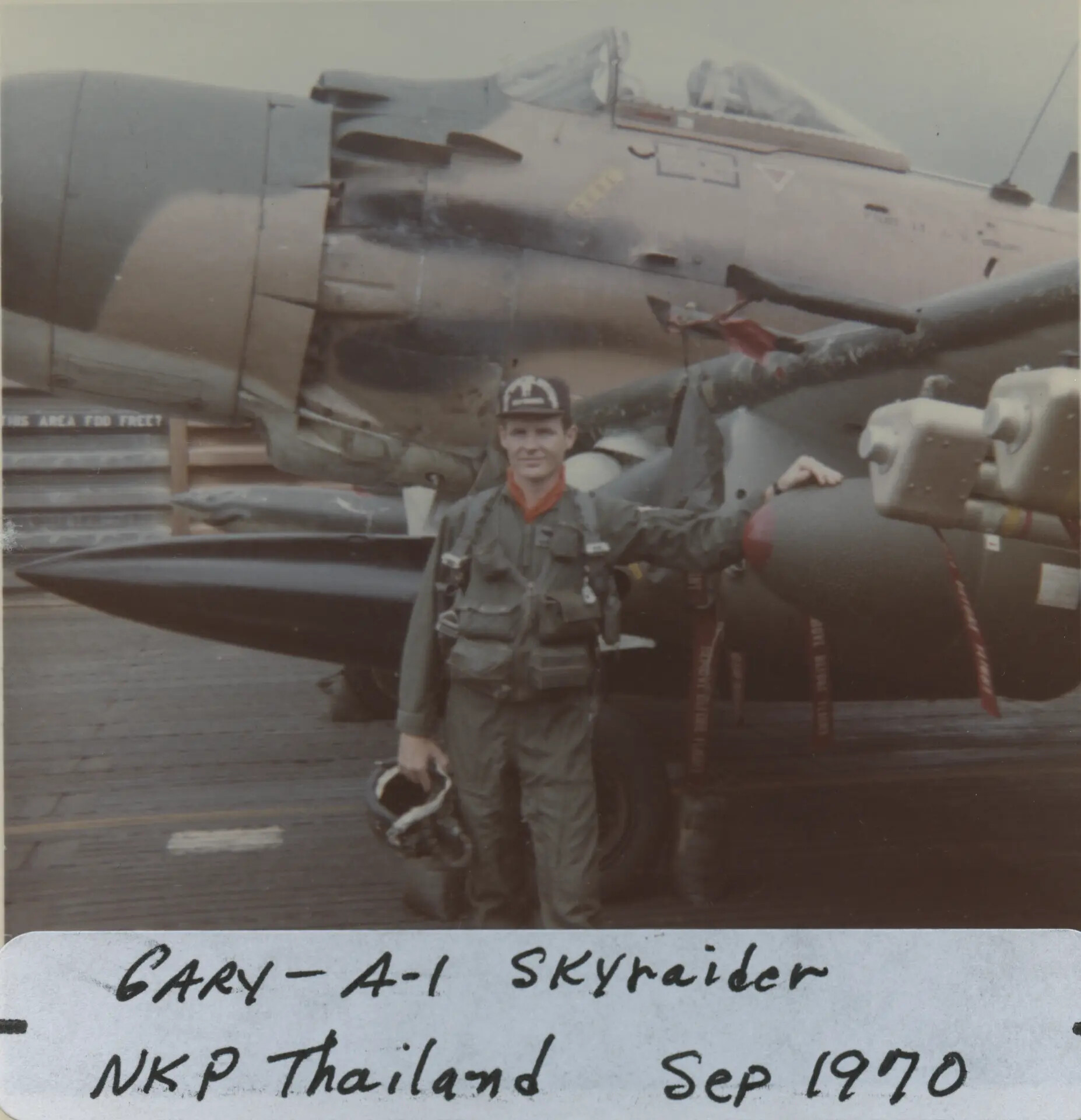 Portrait of Pilot "Gary" with A-1 Skyraider, NKP Thailand, September 1970