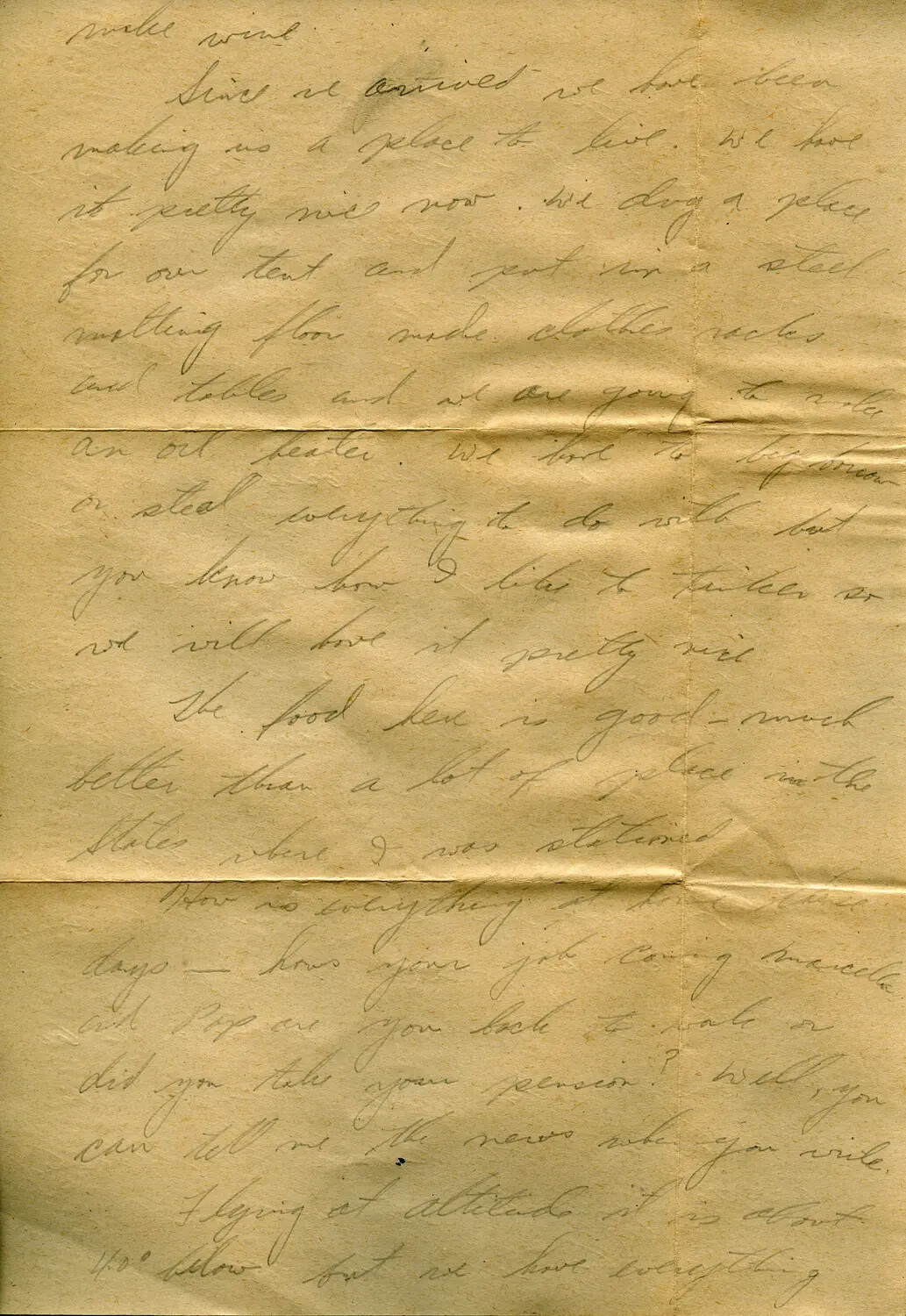Handwritten Letter Page from a WWII B-24 Belly Gunner, 1944