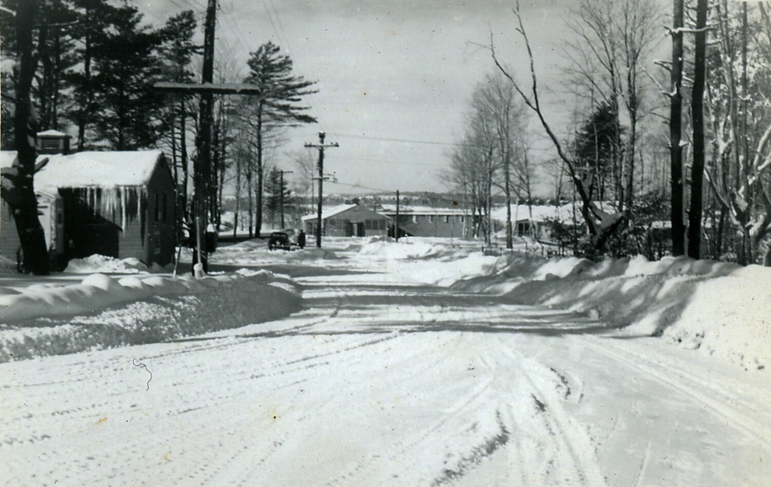 Snow-Covered Road and Base Buildings, Postwar Japan Photo Album, 1950s