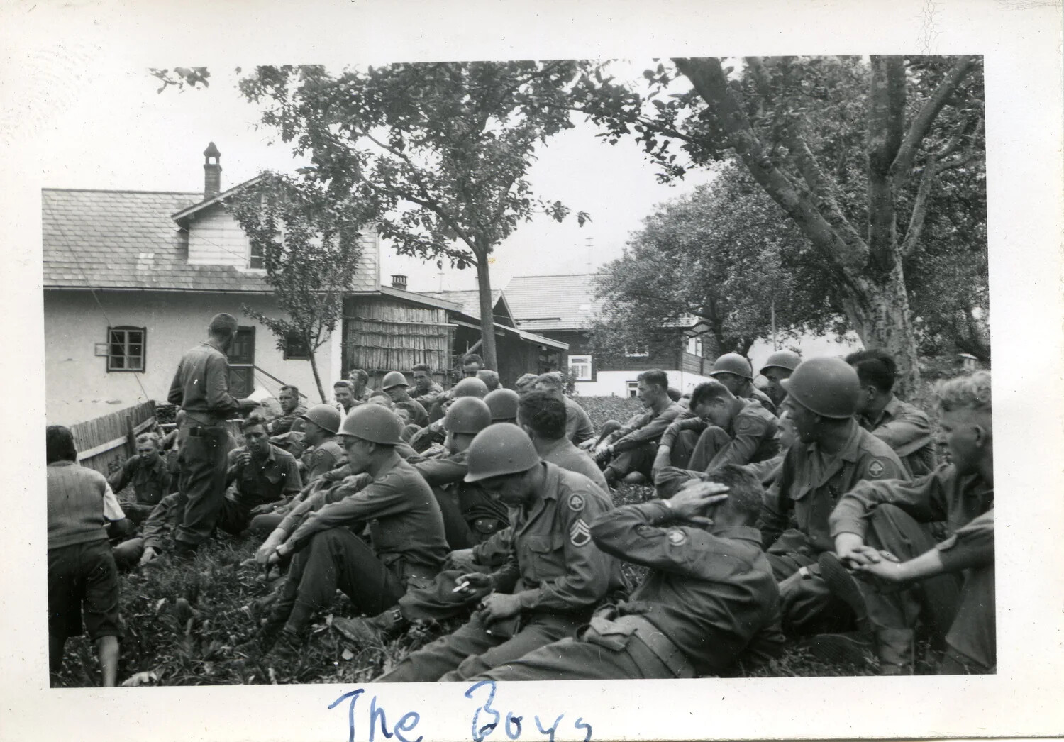 44th Infantry Division Soldiers Resting in European Village, 'The Boys' - Norman Baget Collection