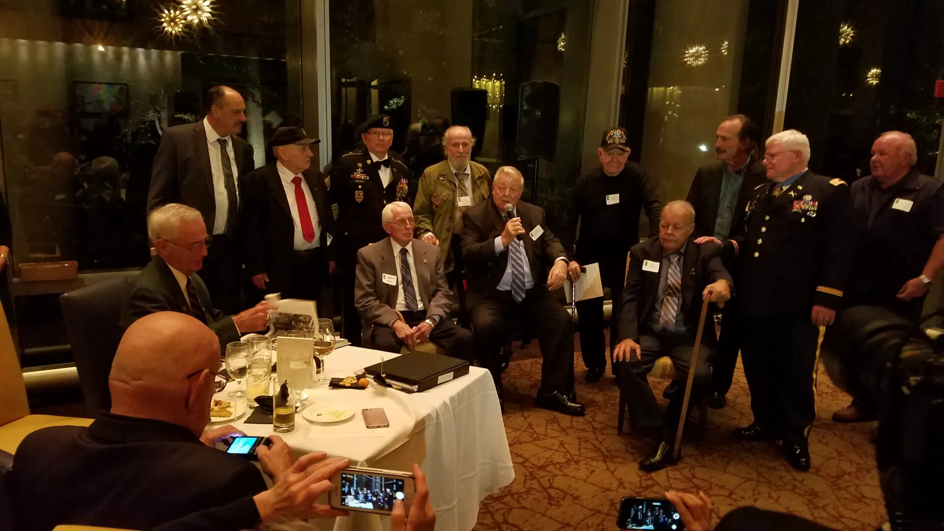 Group Portrait of Veterans at Evening Reception, Likely Gary Michael Rose Medal of Honor Reunion, October 2017