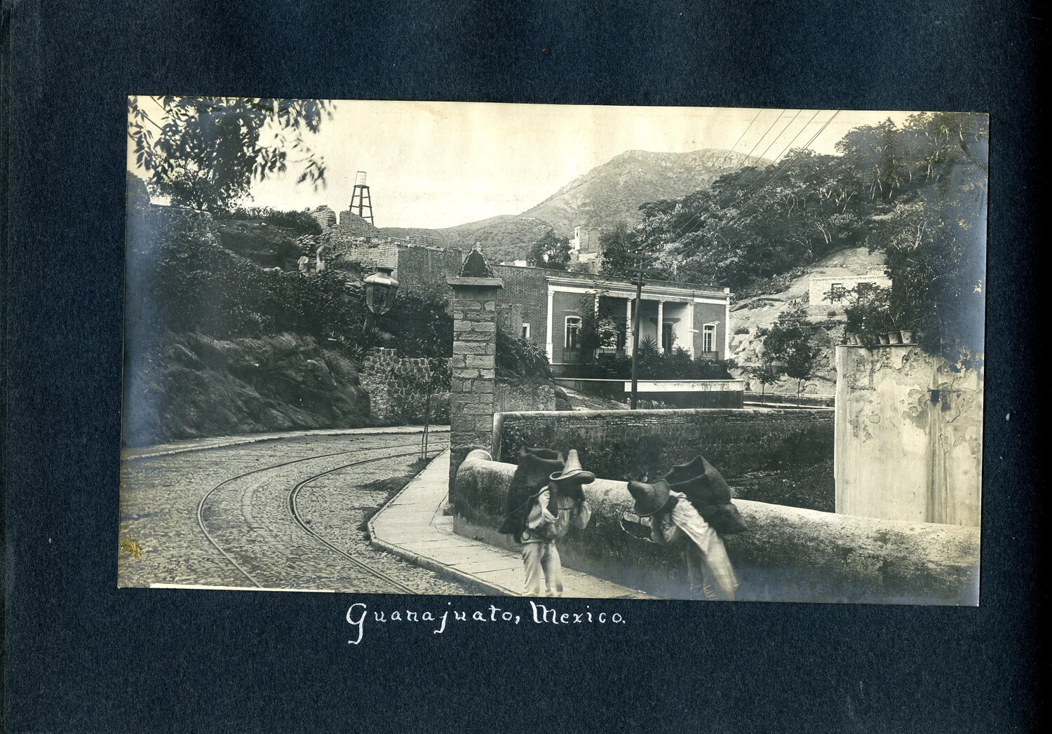 Street Scene with Tramway and Mining Headframe, Guanajuato, Mexico, c. 1905-1910
