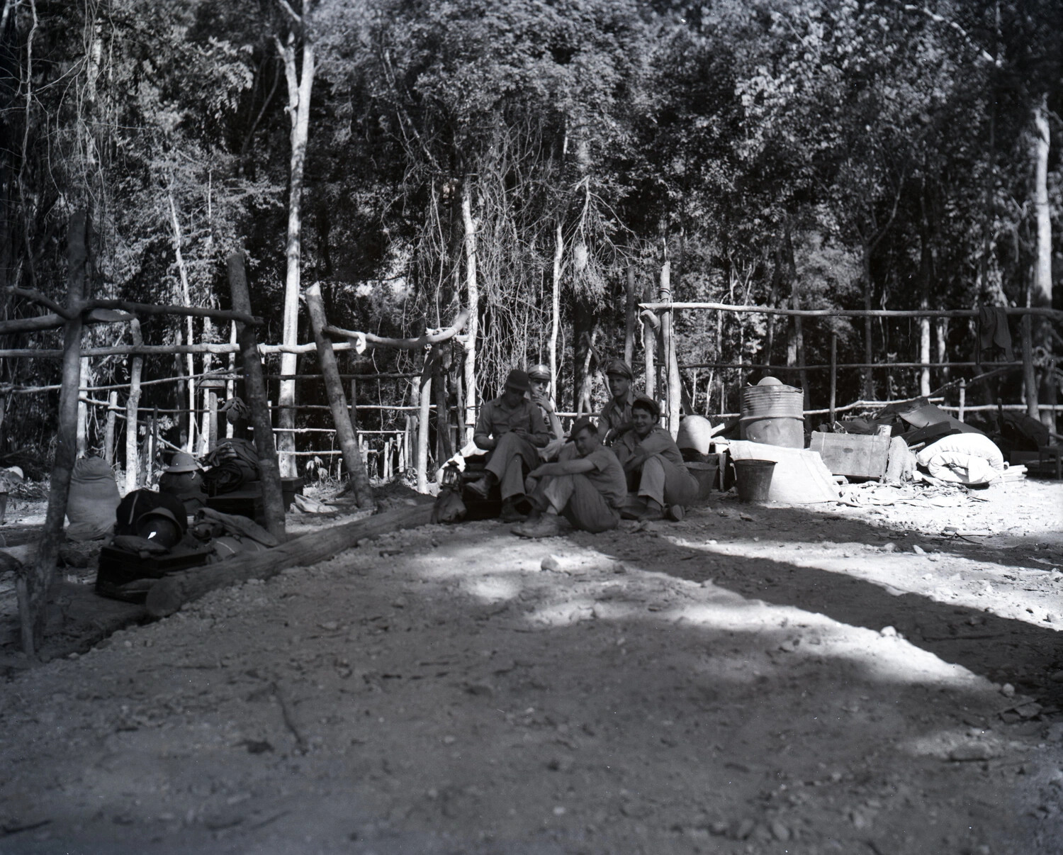American Servicemen Resting at Jungle Camp, China-Burma-India Theater, WWII