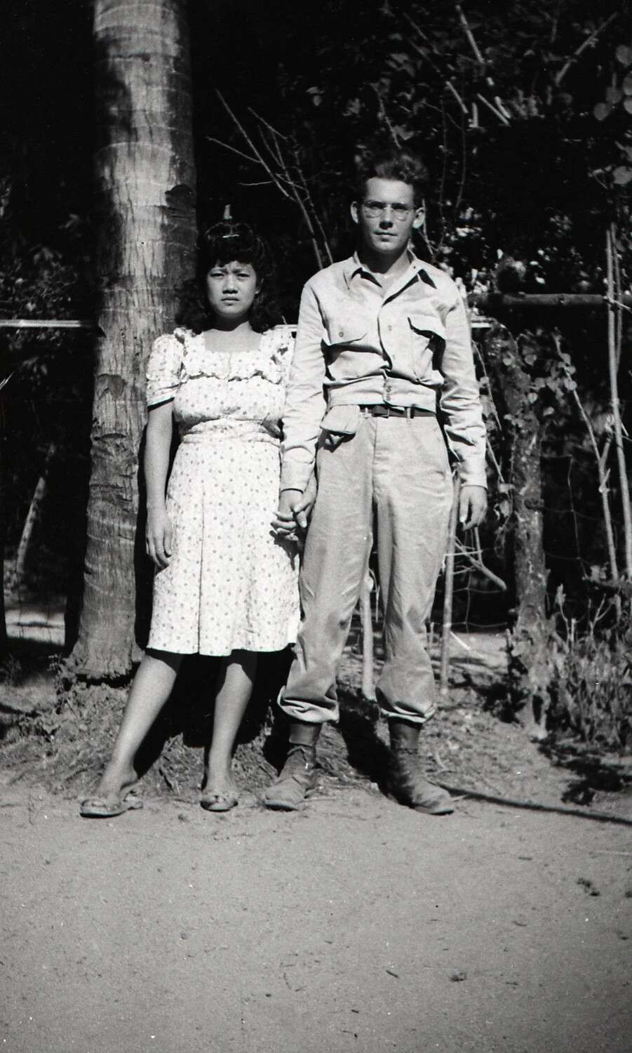 American Serviceman and Filipina Woman, Luzon, Philippines, WWII Era