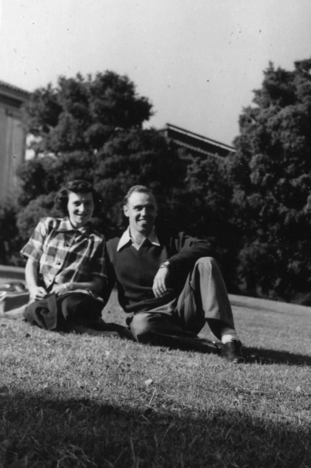 Informal Portrait of a Young Couple on a Lawn, Korean War Era