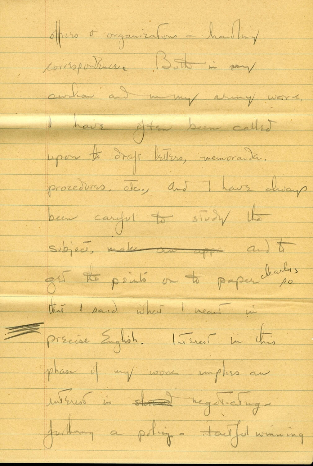 Handwritten Draft Memoir/Request Letter Page, U.S. Army Transportation Officer, CBI Theater, WWII (Page 056) - Administrative and Drafting Skills