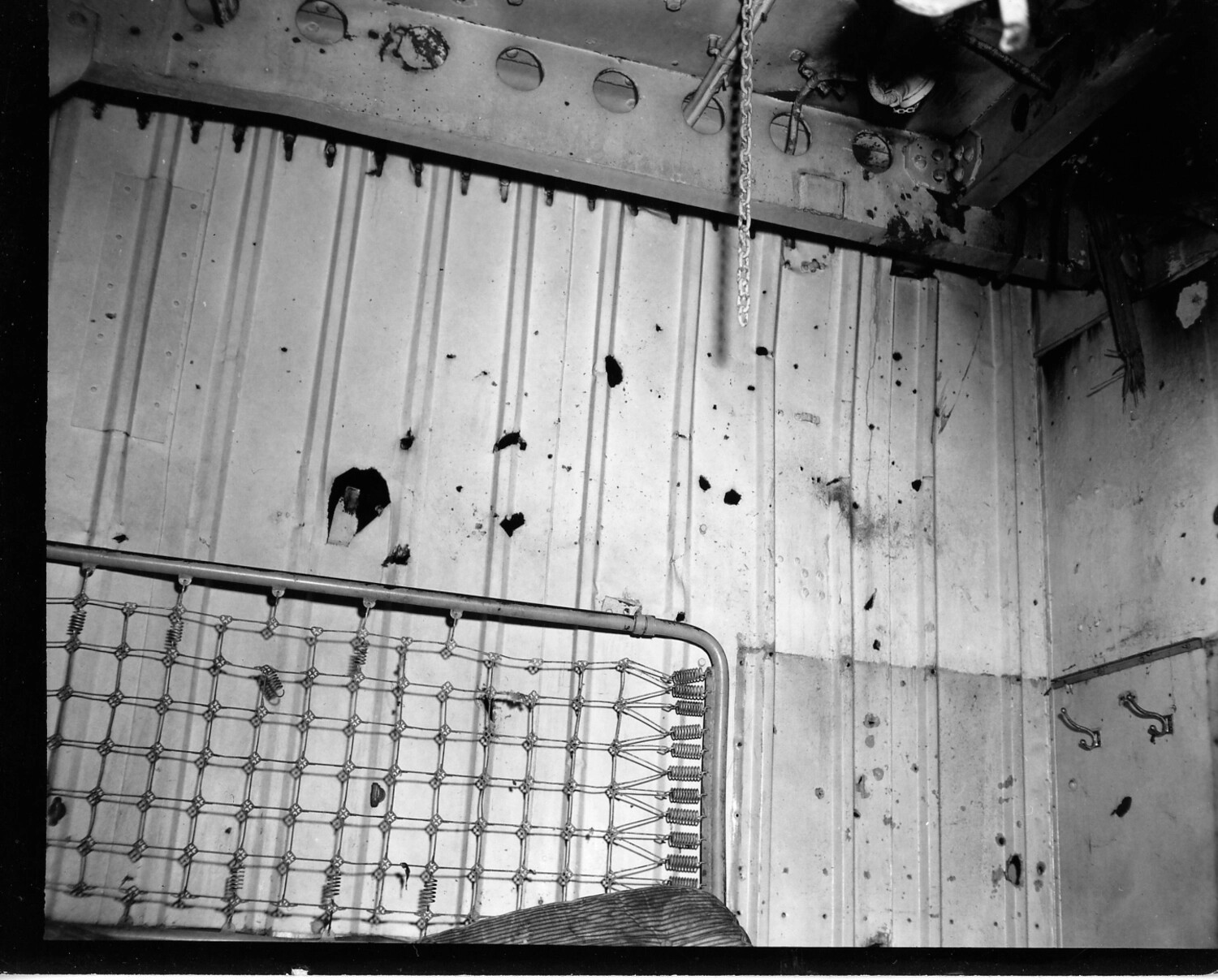 Shrapnel-Damaged Berthing Compartment Bulkhead, USS Saratoga (CV-3)