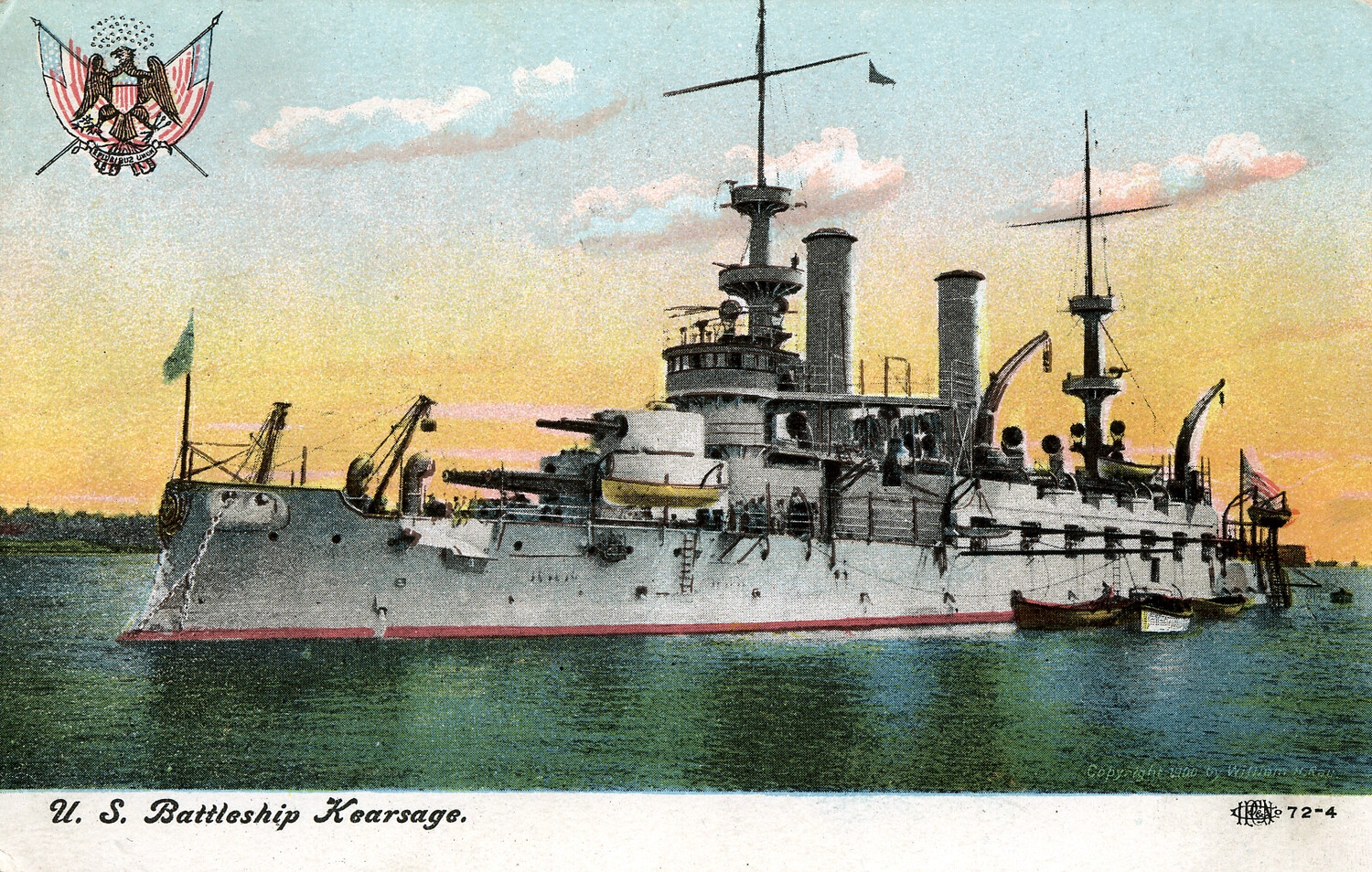 Postcard: U.S. Battleship Kearsarge (Misspelled 'Kearsage'), Copyright William H. Rau, 1900