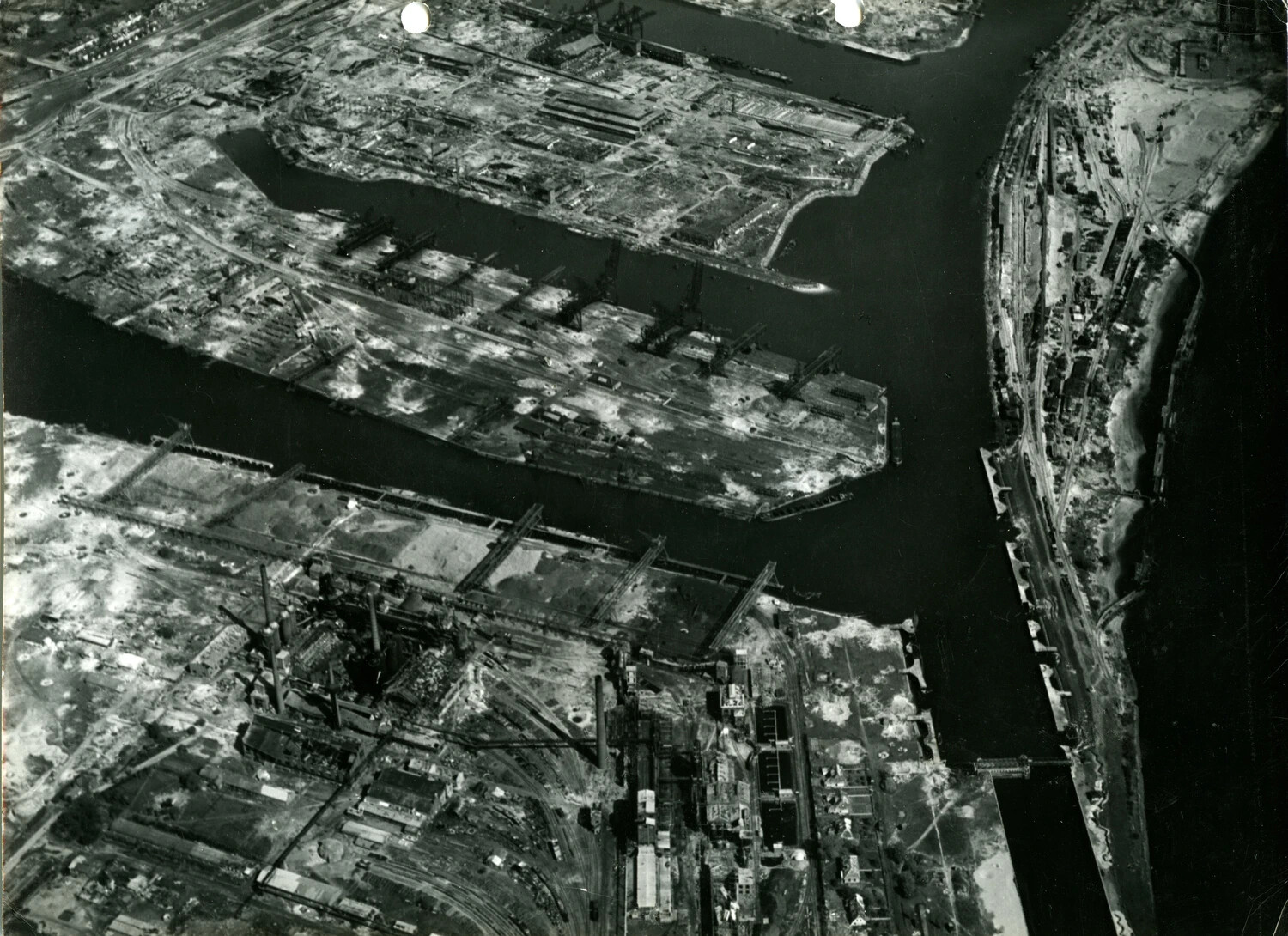 Aerial Reconnaissance Photograph of Hutten Hafen Shipyard and Harbor District, Bremen, Germany, WWII