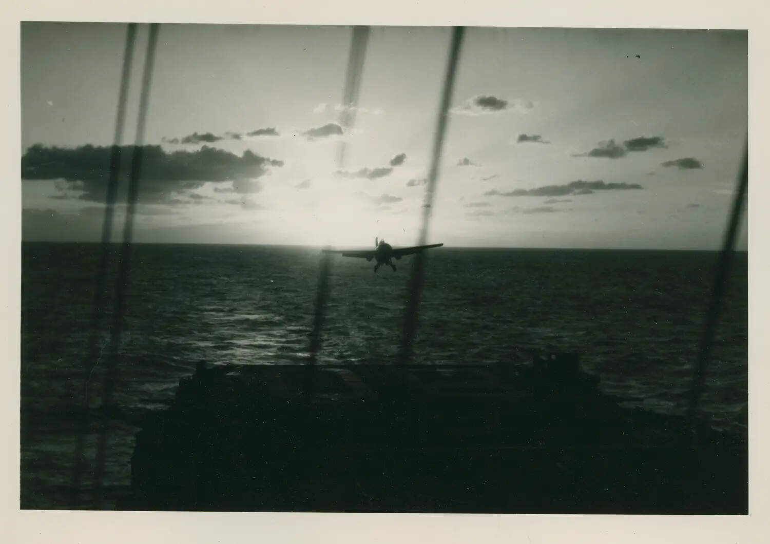 Carrier Aircraft Launching at Dusk from USS Petrof Bay (CVE-80), World War II Pacific Theater