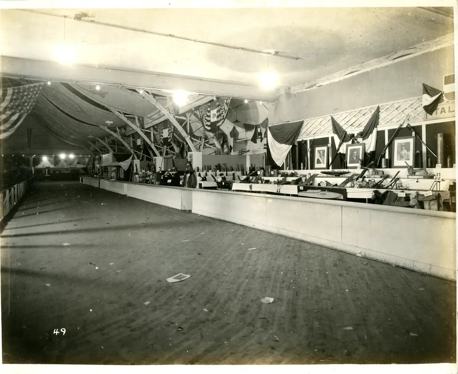 General View of War Trophies Exhibition Hall with Captured Ordnance and Allied Portraits, Ohio, c. 1918-1919