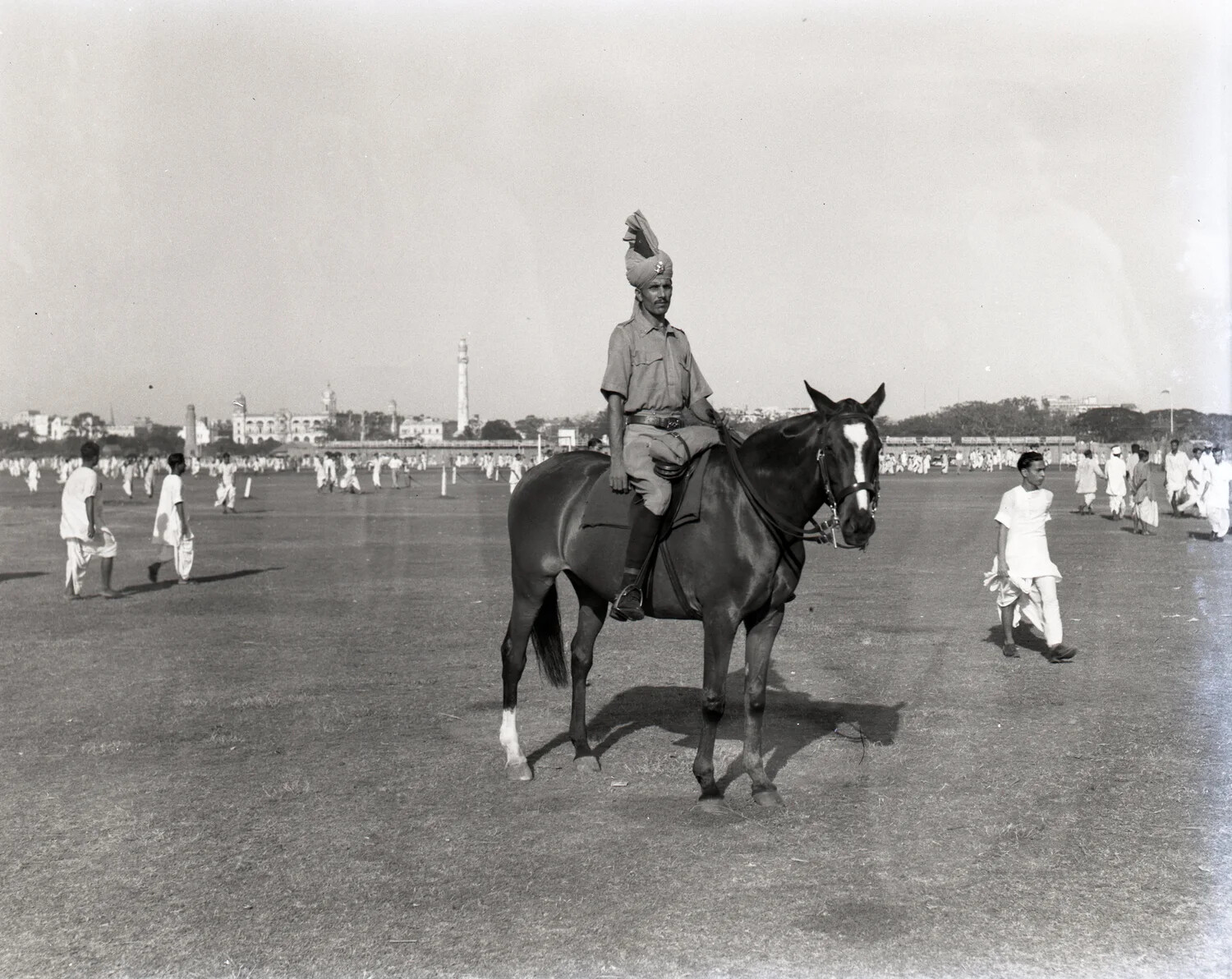Mounted Indian Cavalryman on the Maidan, Calcutta, India, WWII CBI Theater