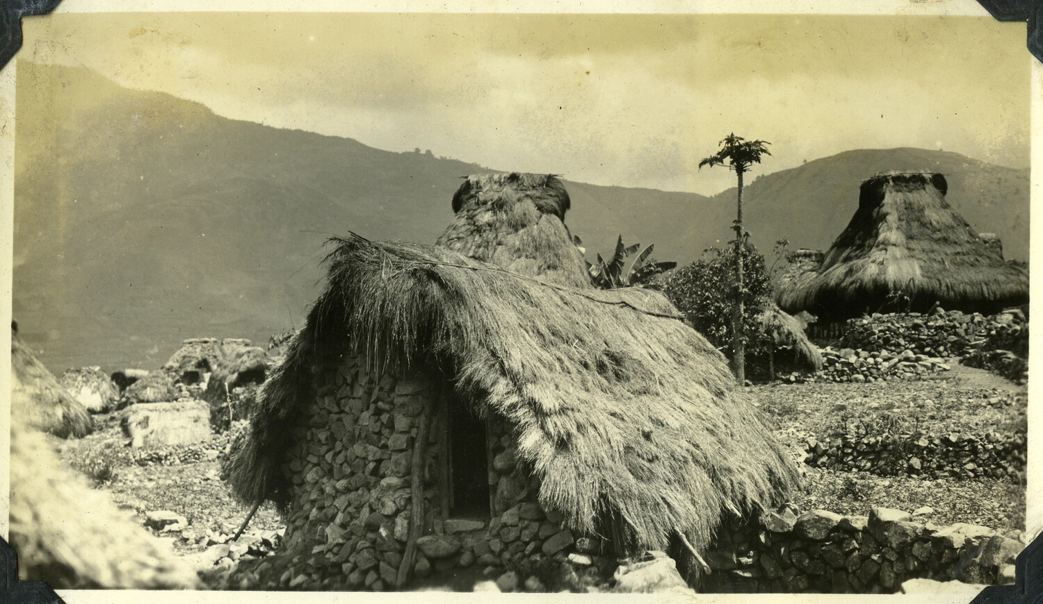 Traditional Stone-and-Thatch Huts in a Philippine Highland Village (Manila Photo Album Collection)