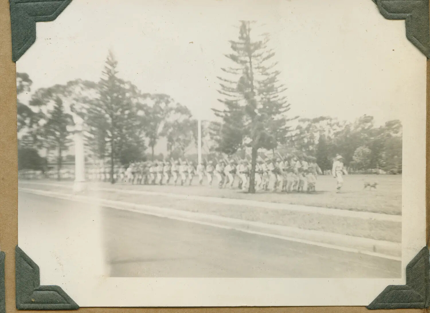 Infantry Column on Parade March, U.S. Army Post, Hawaii, WWII Era