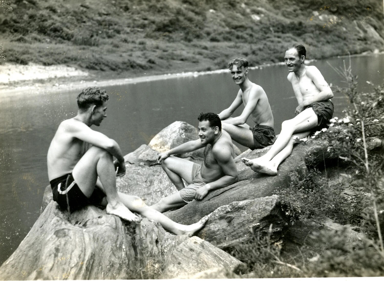 Servicemen Relaxing by a River, CBI Theater Recreation