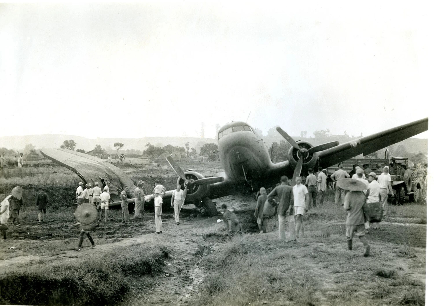 Crash-Landed Douglas C-47 Skytrain Transport Aircraft, CBI Theater, WWII