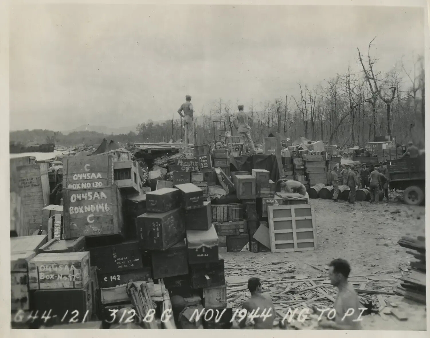 312th Bomb Group Supply and Ordnance Dump, New Guinea to Philippines Move, November 1944