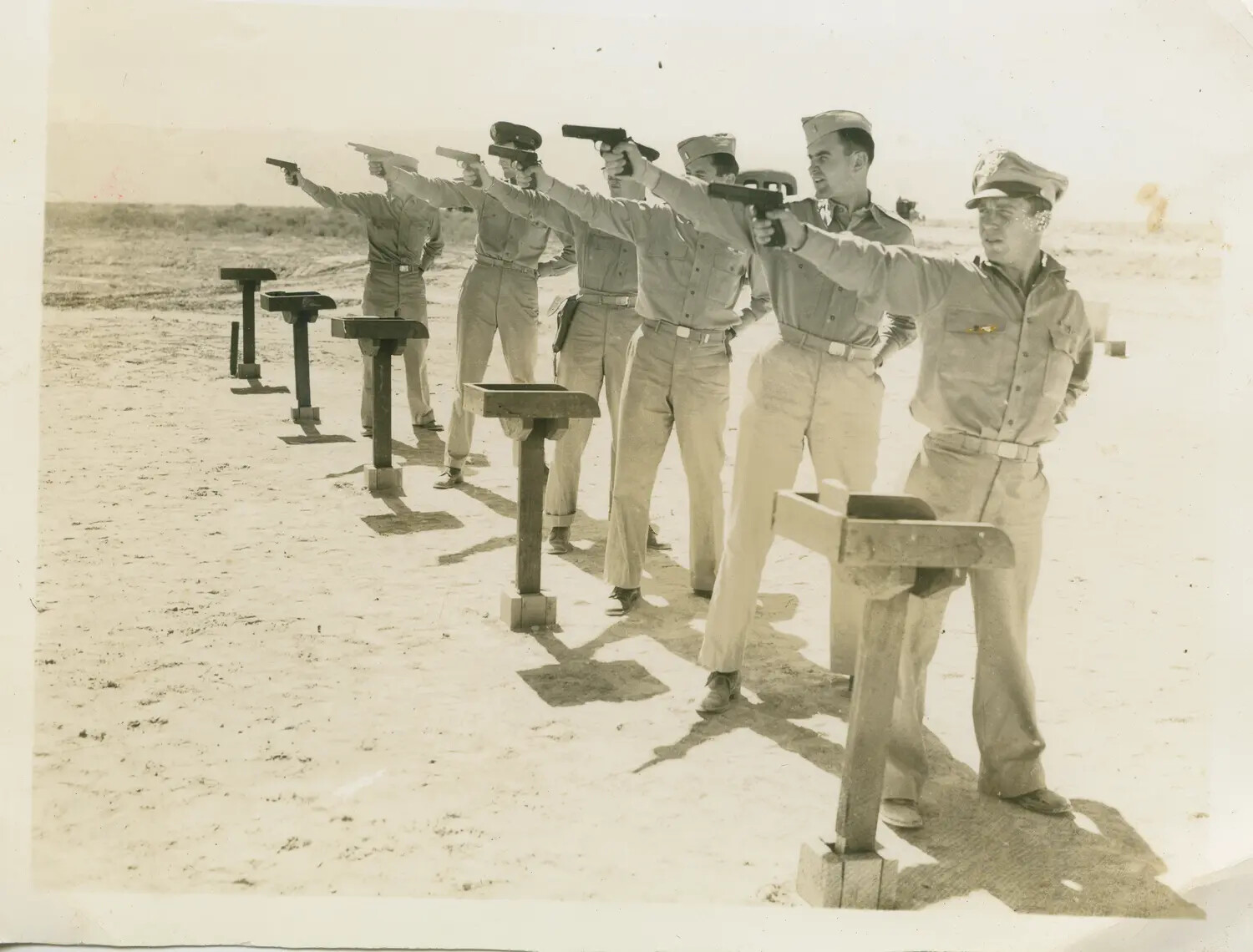 USAAF Personnel Conducting Pistol Marksmanship Training, 579th Bomb Squadron, WWII