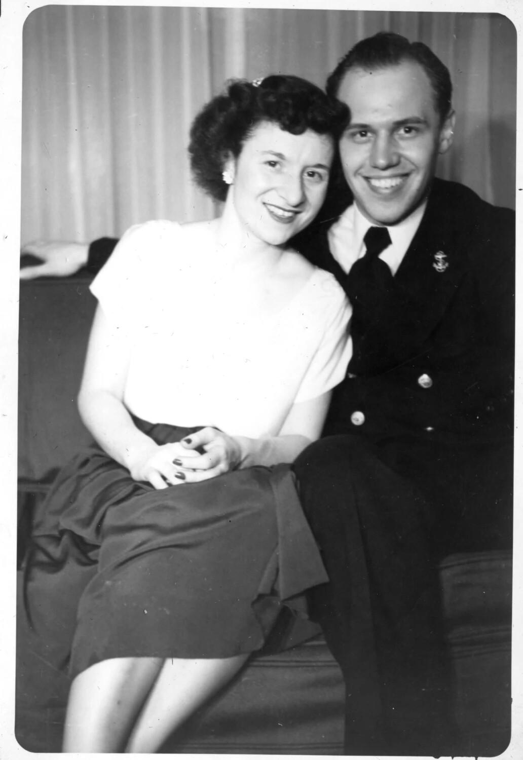 Portrait of a U.S. Navy Officer and a Young Woman, Mid-20th Century