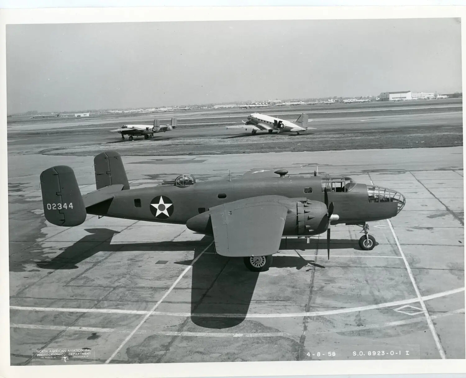 North American B-25 Mitchell Medium Bomber, Tail No. 02344, North American Aviation Factory Photograph