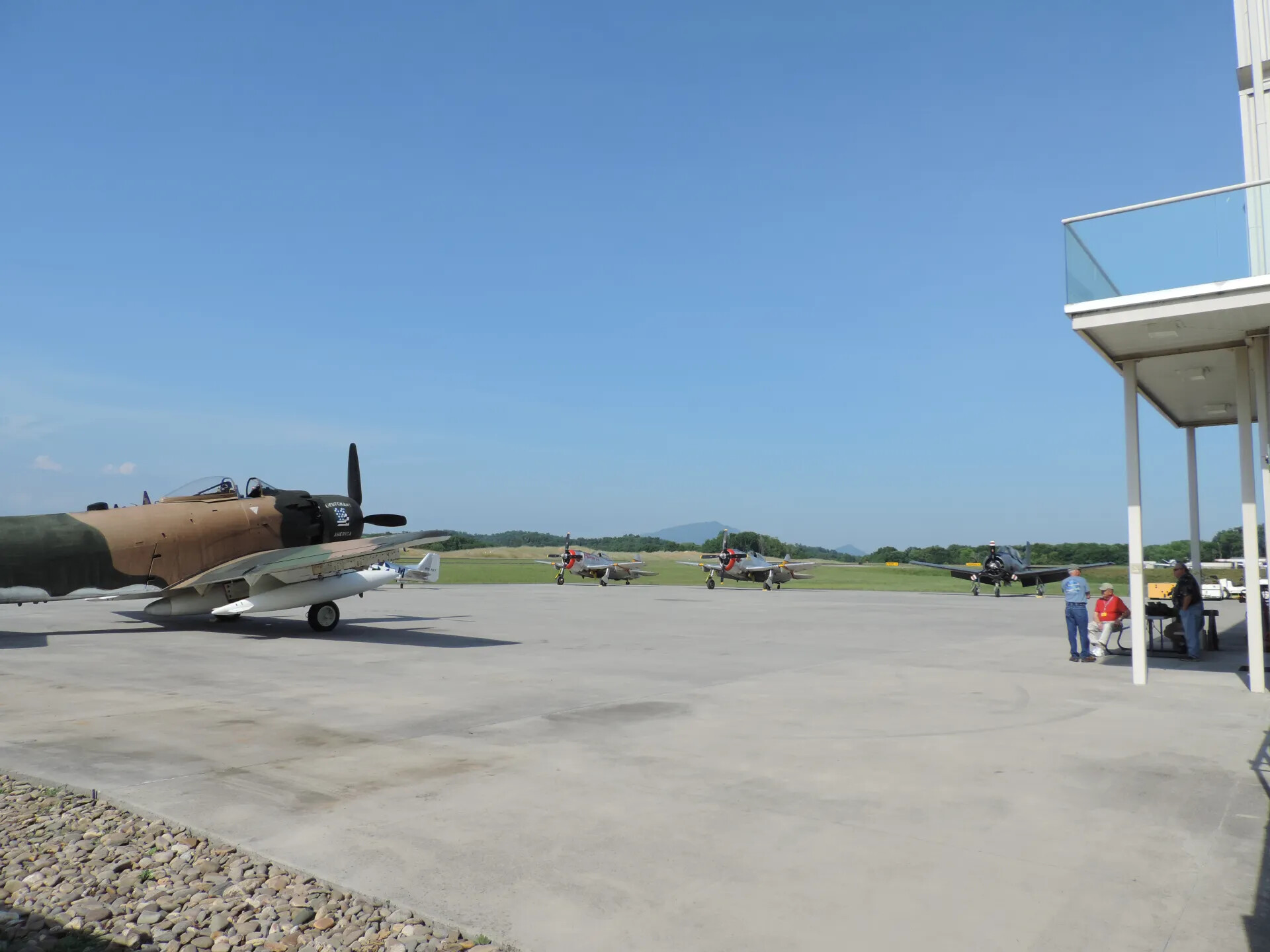 Warbird Ramp Display at Tennessee Air Museum with A-1 Skyraider and P-51 Mustangs