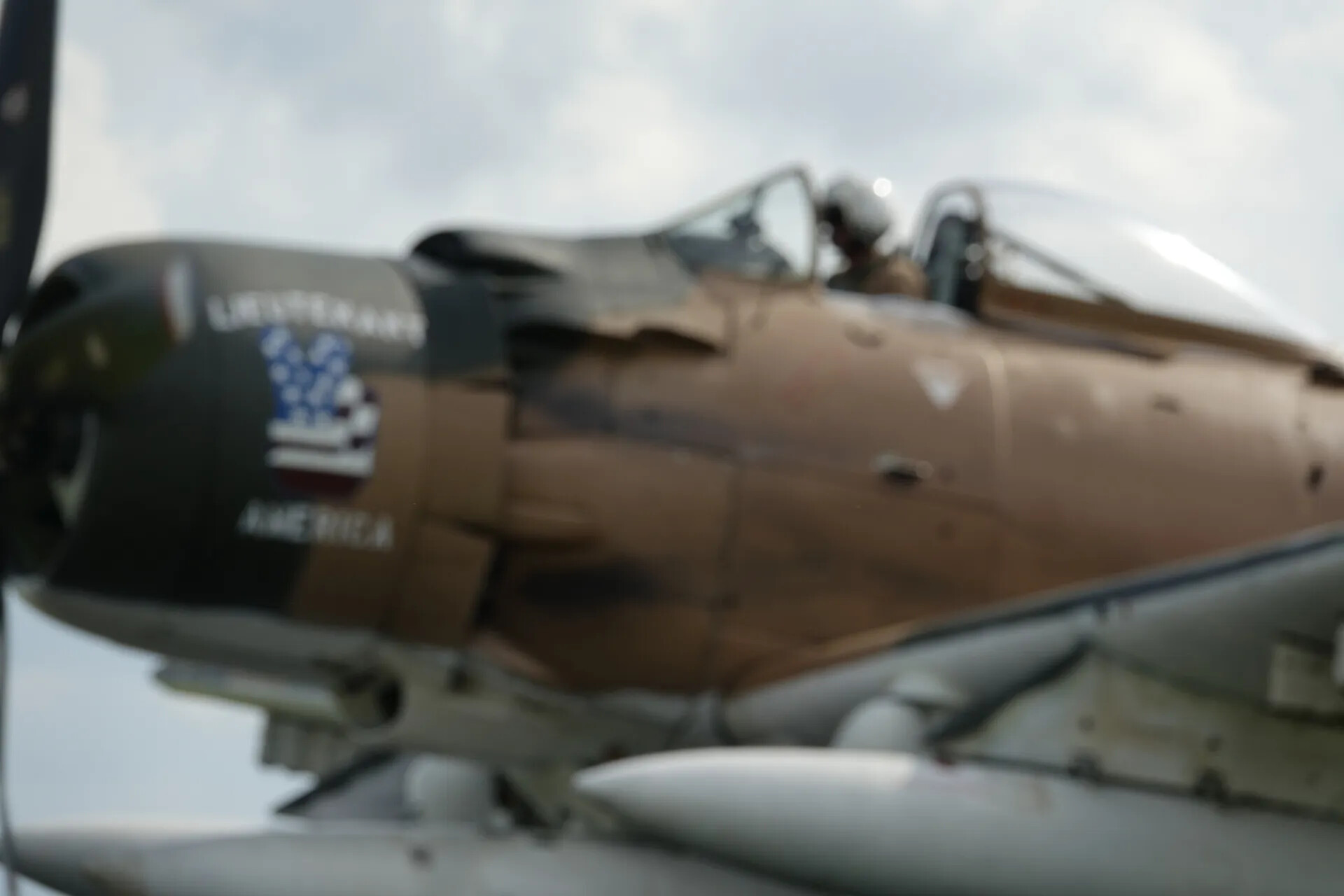 A-1 Skyraider 'Lieutenant America' Close-Up with Pilot in Cockpit, May 2019 Event