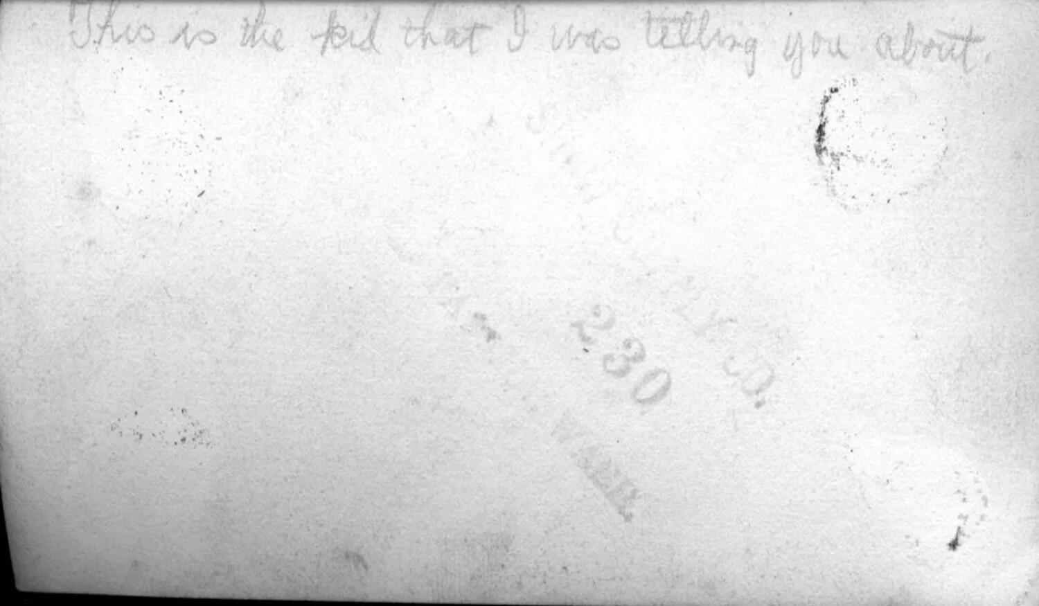 Verso of Soldier Portrait with Handwritten Caption, 'This is the kid that I was telling you about.'