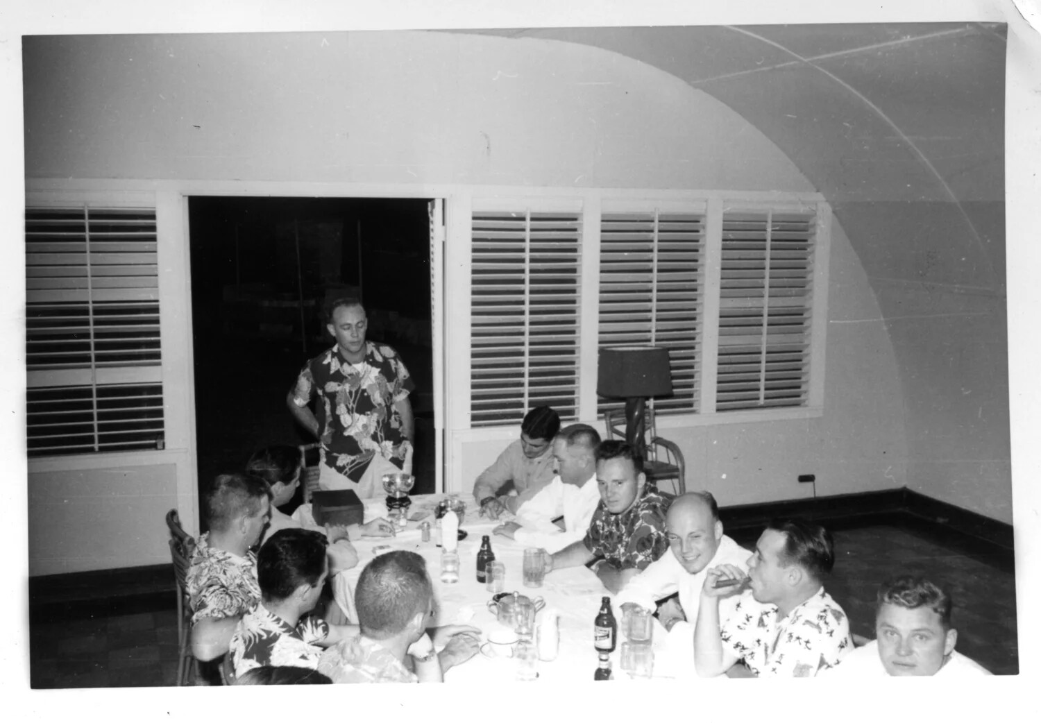 Navy Officers and Sailors at an Informal Dinner Gathering, Korean War Era