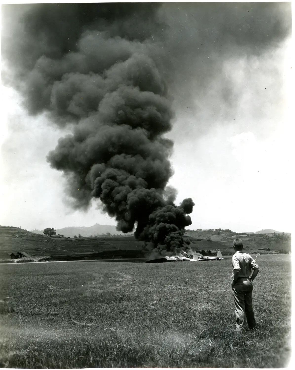 Aircraft Fire on the Ground, China-Burma-India Theater, WWII