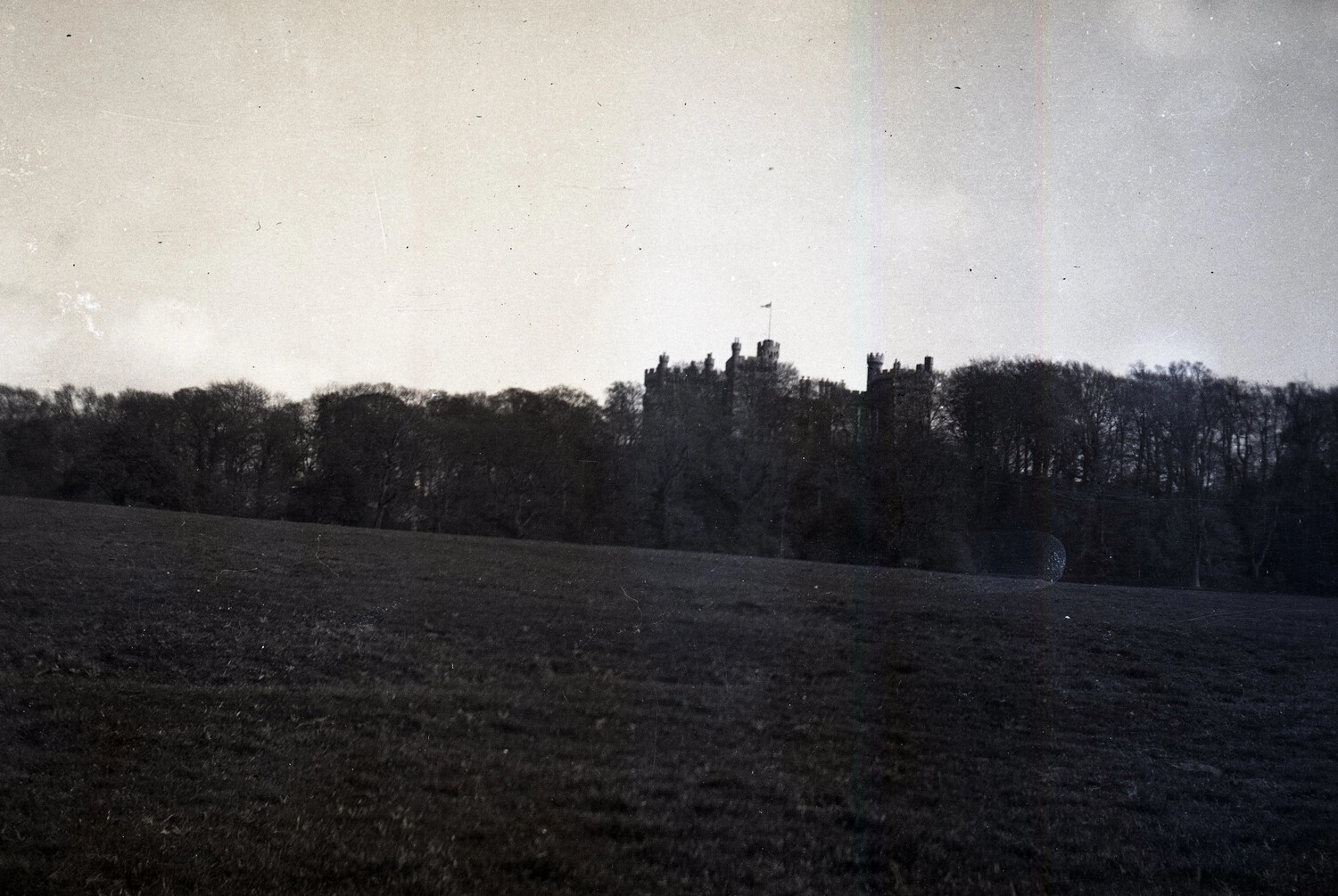 Distant Castle or Manor House, WWI-Era Negative, Western Europe