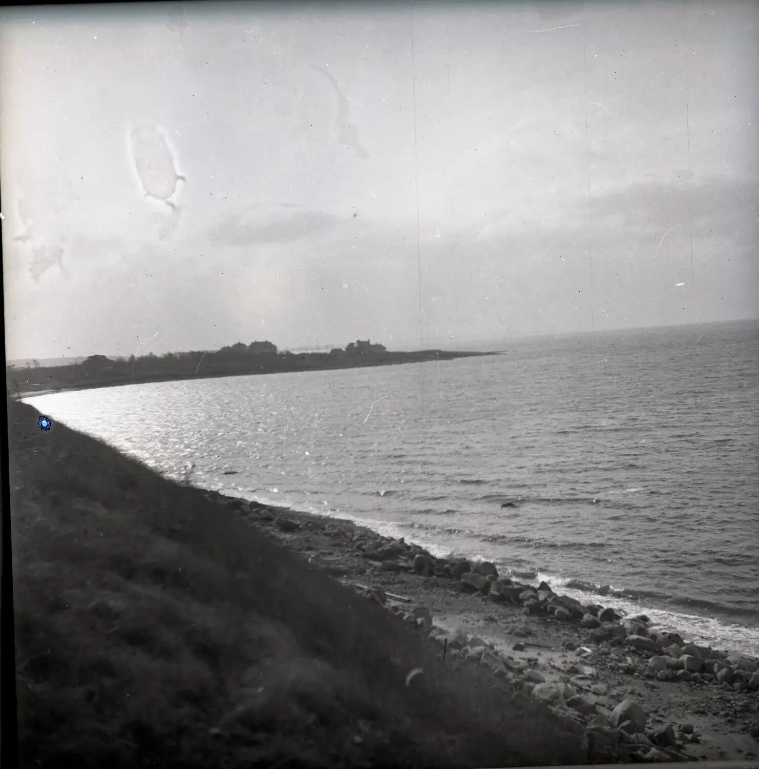Coastal Shoreline and Bay View (Undated Landscape Negative, Misfiled Among Military Band Photographs)