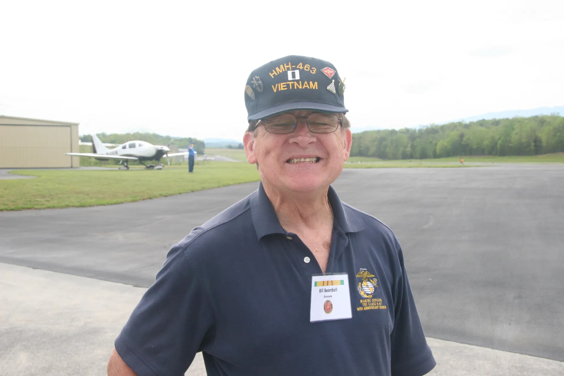 Marine Vietnam Veteran Bill Beardall (HMH-463) at Reunion Airfield Event