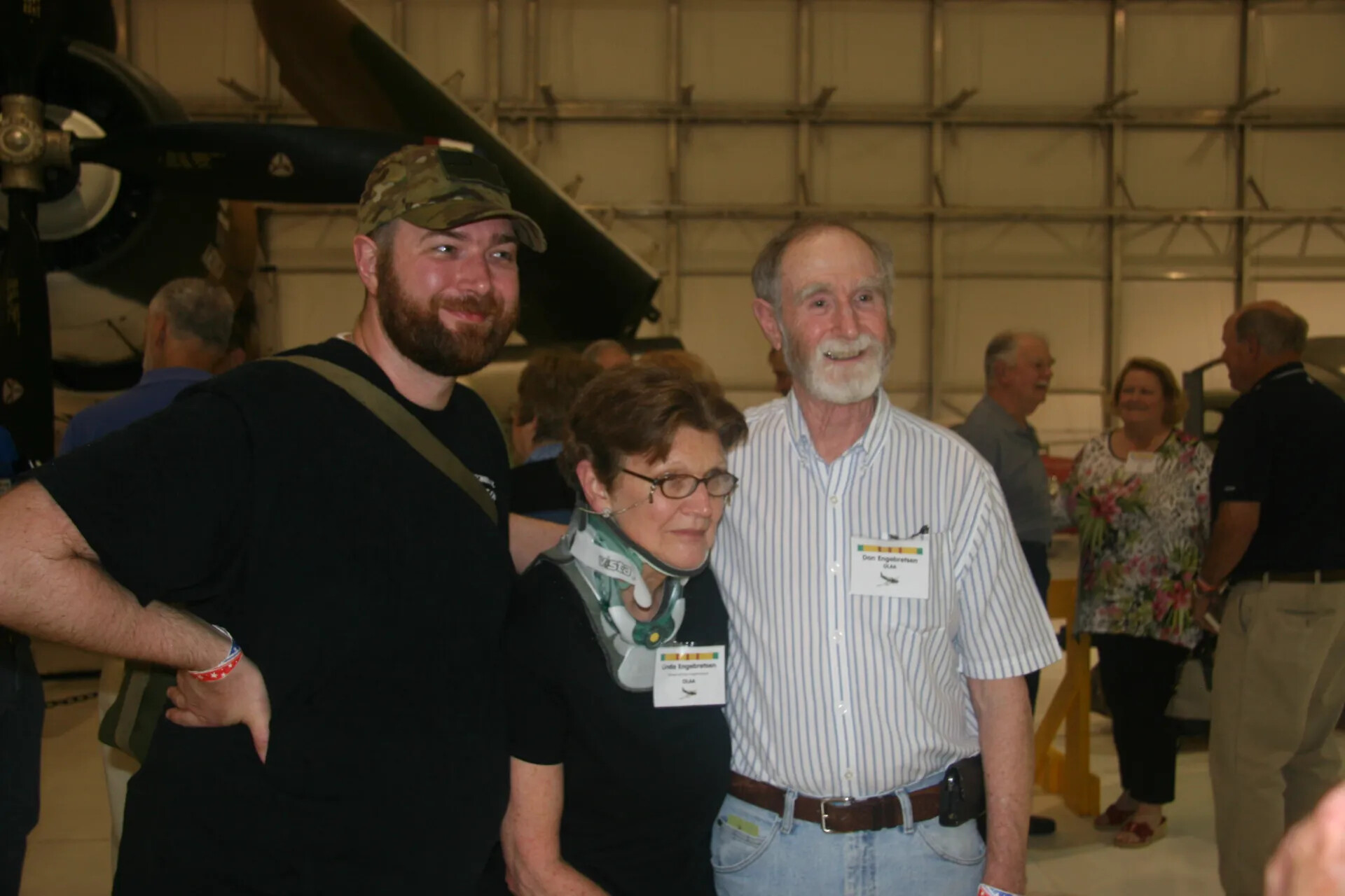 Group Portrait: Don and Linda Engelbretsen with Younger Relative, Veterans Reunion, Aviation Museum