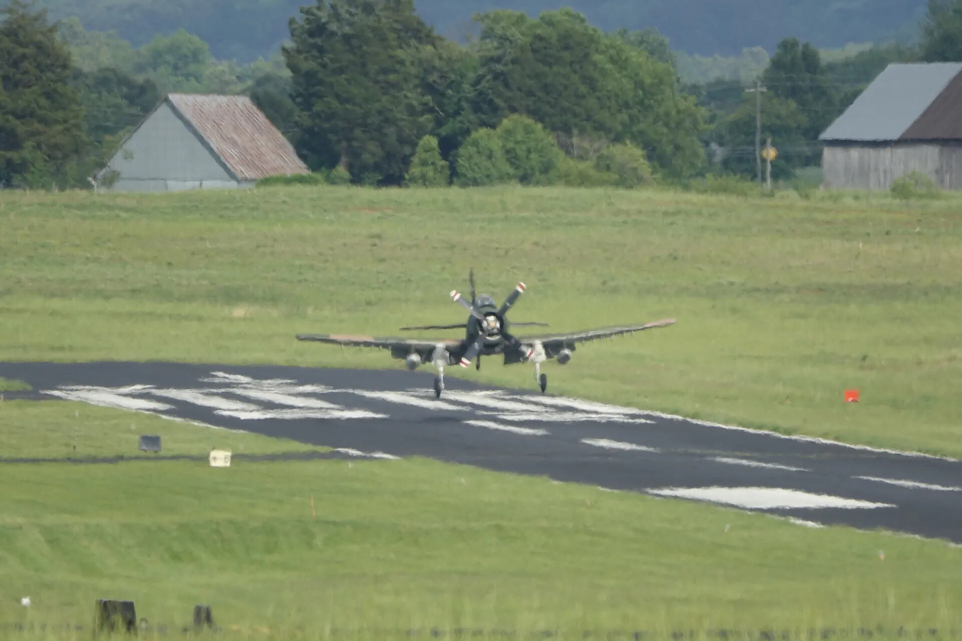 A-1 Skyraider on Takeoff/Landing Roll, Rural Airstrip, May 2019 Fly-In Event