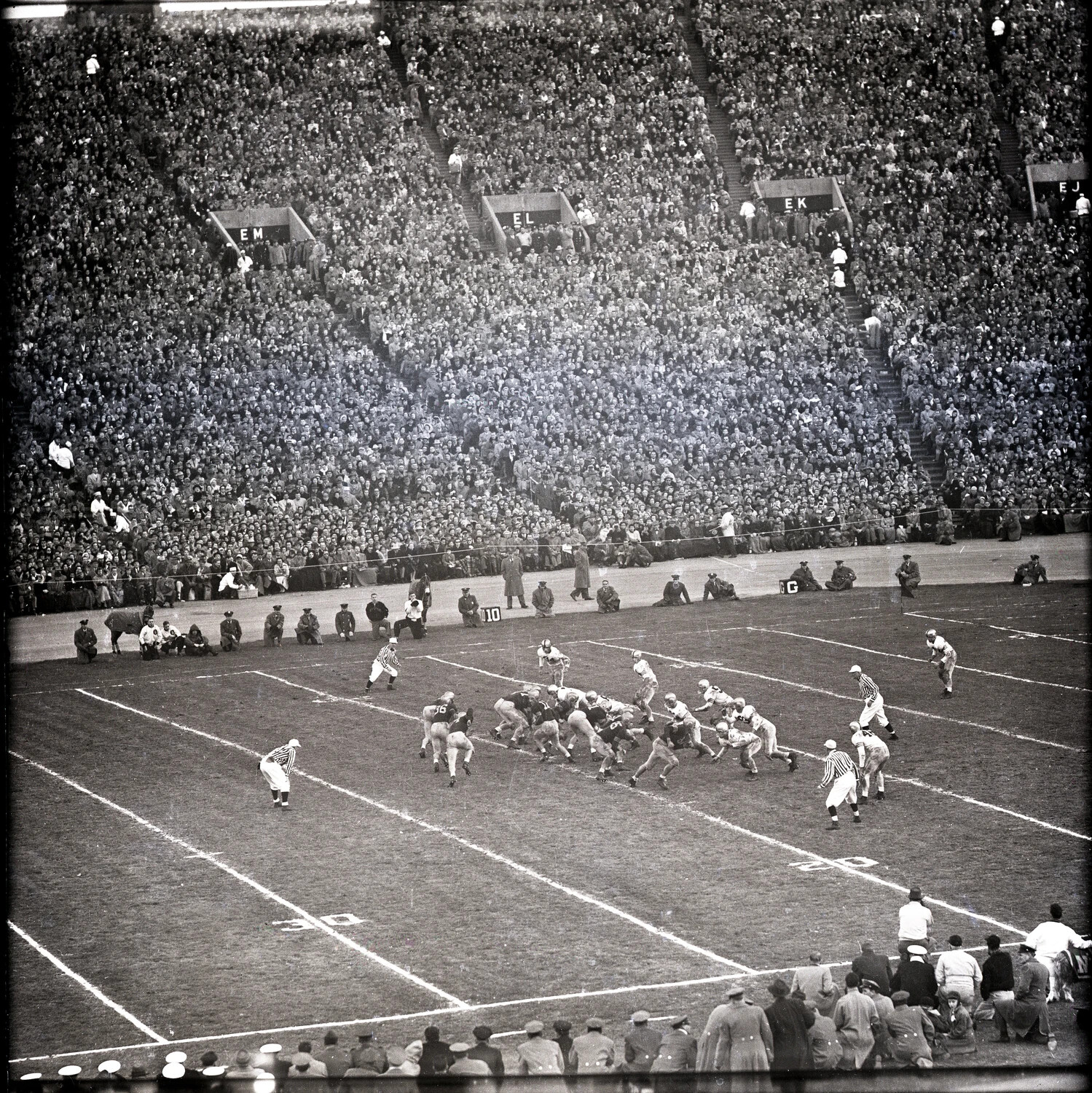 Army-Navy Football Game in Progress, Packed Stadium - Negatives Army Navy Games Collection