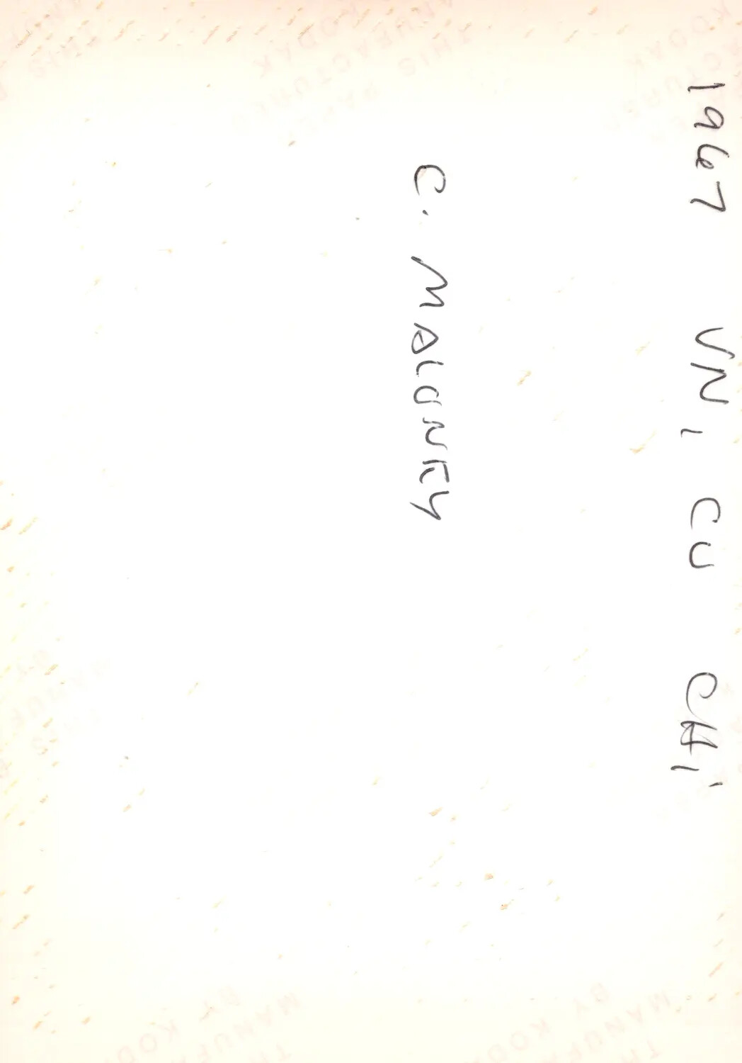 Photograph Reverse with Handwritten Caption '1967 VN, Cu Chi' - C. Maloney, Vietnam War Collection