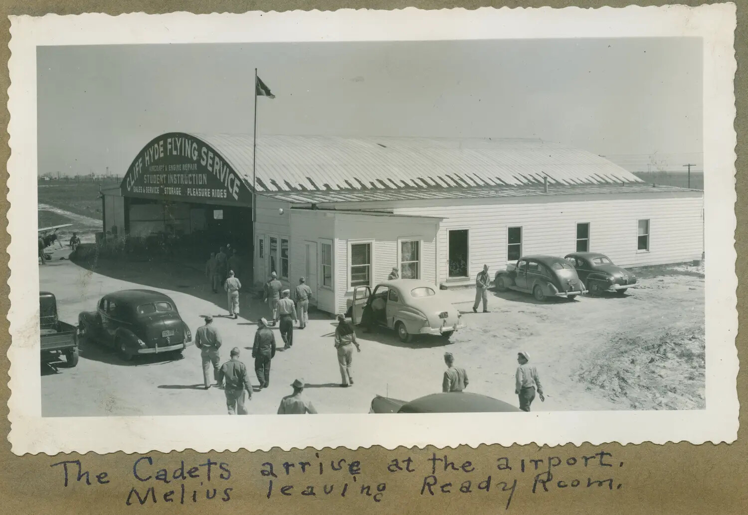 Navy V-5 Cadets Arriving at Cliff Hyde Flying Service Airfield
