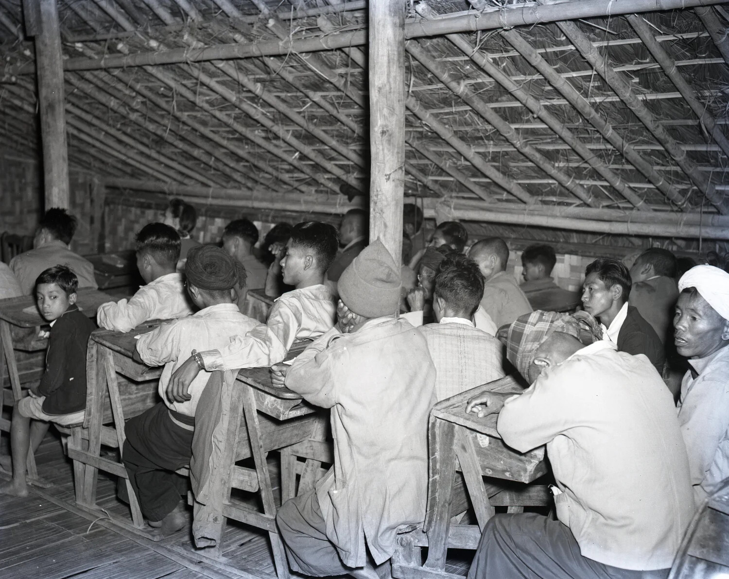 Karen Villagers Gathered for Church Service, Burma, WWII Era